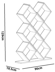 Bibliotecă KUMSAL 129x90 cm albă