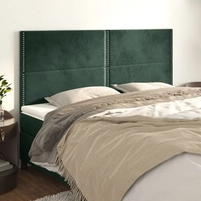 3116249 vidaXL Tăblii de pat, 4 buc, verde închis, 80x5x78/88 cm, catifea