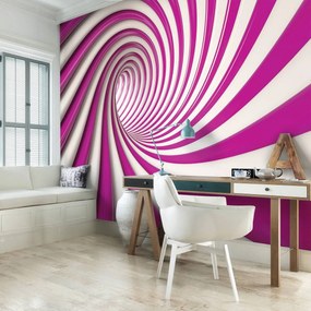 Fototapet - Tunelul alb și roz 3D (152,5x104 cm)