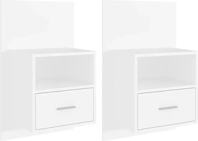 vidaXL Noptiere de perete, 2 buc., alb