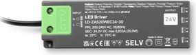 Transformator Easy Click GTV pentru bandă LED, 20W, 24V, IP20, 4 ieșiri Mini AMP, cablu 1,5 m 20 W, 24 V, 1.5 m, Plastic, Easy Click