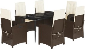 vidaXL Set mobilier de grădină cu perne, 7 piese, maro, poliratan