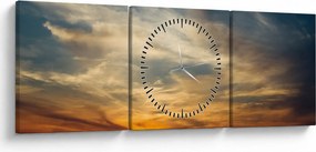 Tablou cu apus de soare (cu ceas) (90x30 cm)