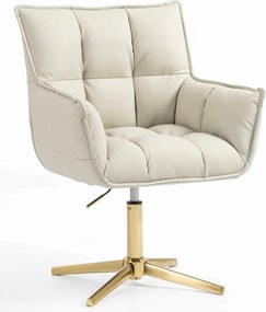 HR560CROSS Scaun Ecru Piele Ecologica Premium Soft cu Bază Aurie