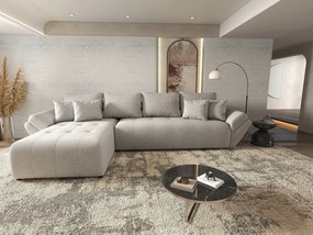 Colțar extensibil dumonde cu ladă de depozitare si sezut confortabil din spuma high-density, Berlin XL Euphoria Dove 350x185 cm