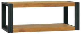 Dulap de baie suspendat, 90x45x35 cm, lemn masiv de tec Maro si negru, 90 x 45 x 35 cm, 1