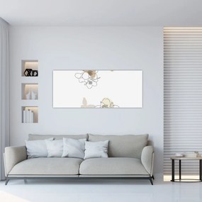 Tablou - Flori bej cu fluture N⁰2 (120x50 cm)