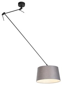 Lampă suspendată cu abajur de in gri închis 35 cm - Blitz I negru