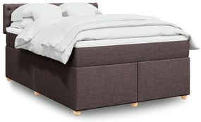 vidaXL Pat box spring cu saltea, maro închis, 140x200 cm, textil