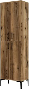 Dulap baie Berlin A, nuc, PAL melaminat/metal, cu 4 usi, 60x35x200 cm