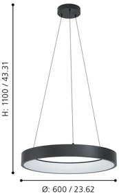 Lustră LED RGBW dimabilă pe cablu MARGHERA-Z LED/26W/230V Eglo 900068