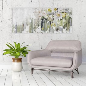 Tablou - Flori albe, vintage (120x50 cm)
