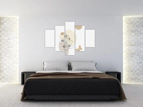 Tablou - Flori bej cu fluture N⁰4 (150x105 cm)