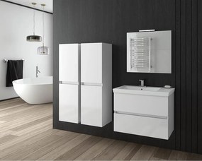 Set dulap baza suspendat alb si lavoar alb Drop Luxus 70 cm
