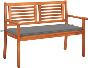 vidaXL Bancă grădină 2 locuri cu pernă, 120 cm, lemn masiv eucalipt