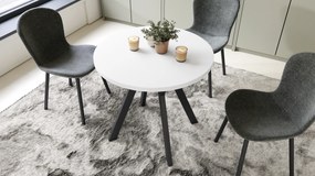 Mazzoni ALMO 80 Alb Mat/picioare negre - MASĂ ROTUNDĂ CU PICIOARE Y LOFT/INDUSTRIAL PENTRU BUCĂTĂRIE LIVING SAU SUFRAGERIE