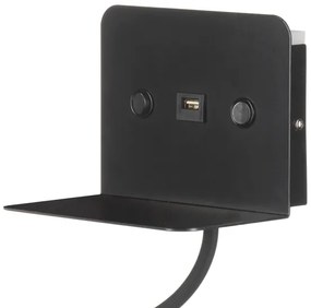 Veioză LED flexibilă cu raft și încărcare USB ONLI PLAK LED/1W/230V negru