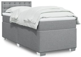 vidaXL Pat box spring cu saltea, gri deschis, 100x200 cm, textil