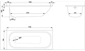 Pachet cada dreptunghiulara otel BetteForm 170x70cm, cu sifon Viega Simplex si picioare, 2945-000+B23-1500+285357