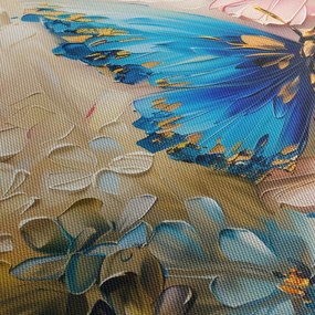 Tablou - Pictura de flori și fluturi (150x105 cm)