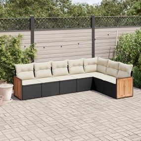 3260110 vidaXL Set canapele de grădină cu perne, 7 piese, negru, poliratan