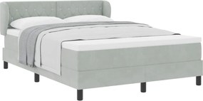 vidaXL Pat cu arcuri cu saltea Gri deschis 140 x 190 cm Catifea