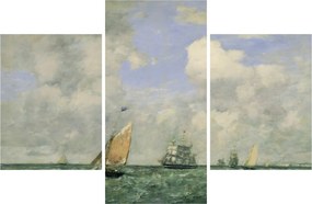 Tablou - Eugène Boudin, Ships and Sailing Boats Leaving Le Havre, reproducere (90x60 cm)