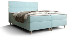 Pat matrimonial Boxspring 140 cm Flu Comfort (albastru deschis) (cu saltea și sp. depozitare). 1055915