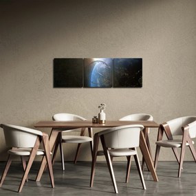 Tablou - Pământul privit din spațiu (cu ceas) (90x30 cm)