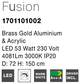 Lustra LED design modern Fusion, auriu