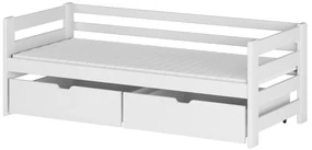 Pat pentru copii 90 x 200 cm Erin (cu somieră și sp. depozitare) (Alb). Promo -10%. 1012941