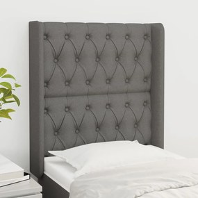 vidaXL Tăblie de pat cu aripioare gri închis 83x16x118/128 cm textil