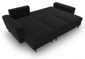 Colțar negru extensibil, cu spațiu de depozitare cu tapițerie din catifea Kyoto – Cosmopolitan Design