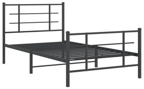 355573 vidaXL Cadru pat metalic cu tăblii de cap/picioare, negru, 100x190 cm
