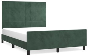 3125754 vidaXL Cadru de pat cu tăblie, verde închis, 140x190 cm, catifea