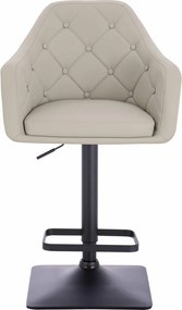 HR831KW Scaun Ecru Piele Ecologica Premium Soft cu Bază Neagră