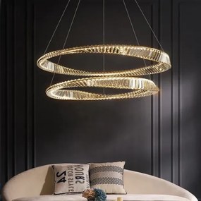 Lustra led suspendata cristal, telecomanda, Moya 60 Gold, 128w