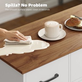HOMCOM Bufet Bucătărie Rustic, Bufet cu Uși Soft-Close, 3 Sertare, 3 Rafturi Reglabile, Portaspecii, PAL, MDF, Alb | Aosom Romania