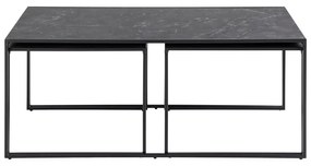 Măsuțe de cafea negru-mat 3 buc. cu blat cu aspect de marmură 60x120 cm Infinity – Actona