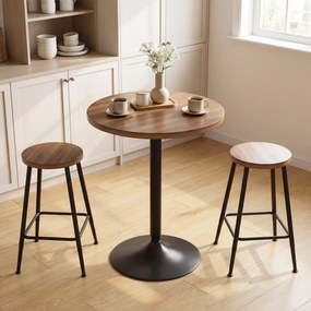 HOMCOM Masă de bar rotundă 60 cm, masă înaltă de bucătărie cu piciorușe antiderapante, pentru bucătărie, living, nuc | Aosom Romania