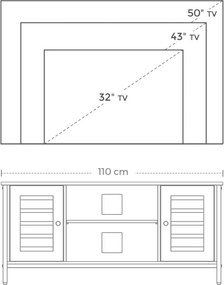 Comoda TV cu 2 usi Louvred, Vasagle, 100x40x50 cm, metal/PAL, maro