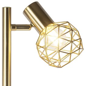 Lampă de podea design auriu reglabilă cu 3 lumini - Plasă