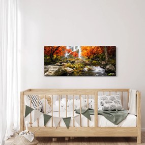 Tablou - Cascade în pădurea portocalie (120x50 cm)