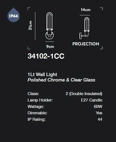 Aplica de perete pentru baie IP44 Belle crom