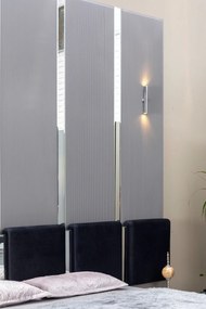 Pat set cu tablie decorativa cu oglinzi, noptiere si iluminat integrat 160x200 - istanbul