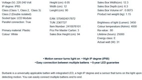 Plafoniera liniara LED cu senzor de miscare si protectie IP65 Burbank 90