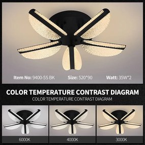 Lustră LED cu telecomandă – Cod 9400-5 BK (35×2W)