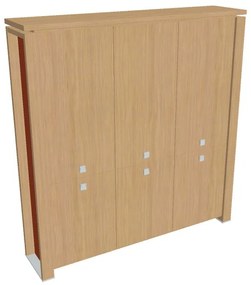 Dulap înalt Verno+ S 200 x 46 x 210 cm, stejar deschis / portocaliu