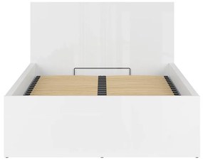 Pat de o persoană 120 cm Tetrix 6 (alb lucios) (cu somieră) (cu sp. depozitare). 1098485