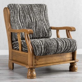 Huse bielastice UNIVERSO NOU dungi alb-negru fotoliu cu manere de lemn (l. 40 - 70 cm)